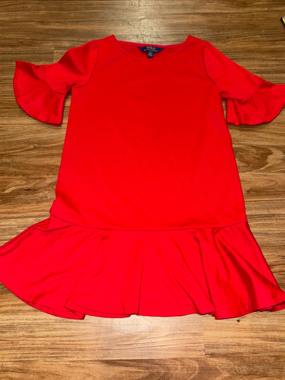 Polo by Ralph Lauren Bright Red Ruffle-Hem Girls Dress size 10